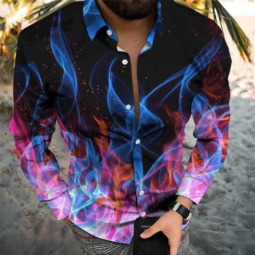 Leopard Print Button Down Muscle Fitness Baroque Long Sleeve Shirts