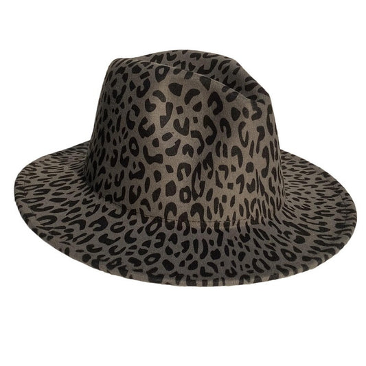 Woolen Leopard Print Top Hat With Flat Brim