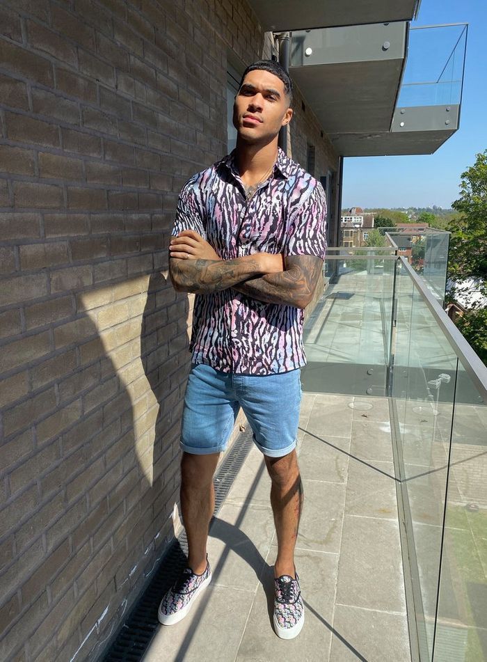 Men's Birds Leopard Print Solid Crew Neck Shirt