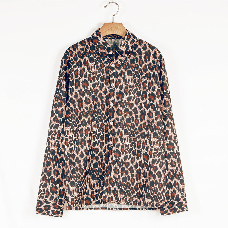 Men's Leopard Print Long Sleeve Shirt