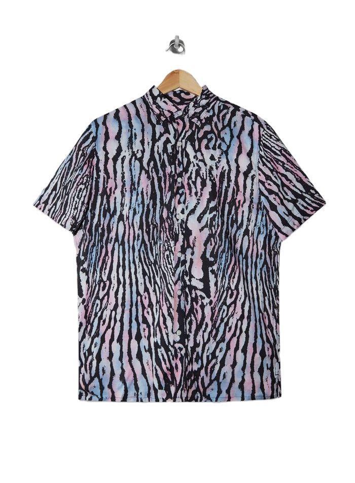Men's Birds Leopard Print Solid Crew Neck Shirt