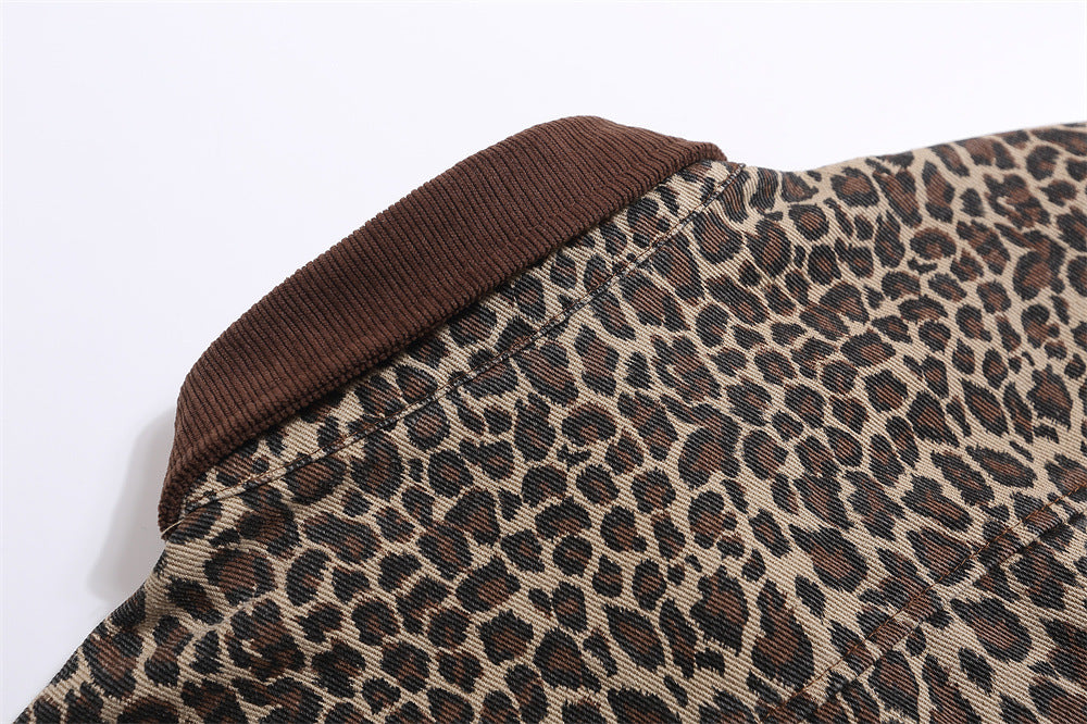 Leopard Print Cargo Shorts Men's Casual