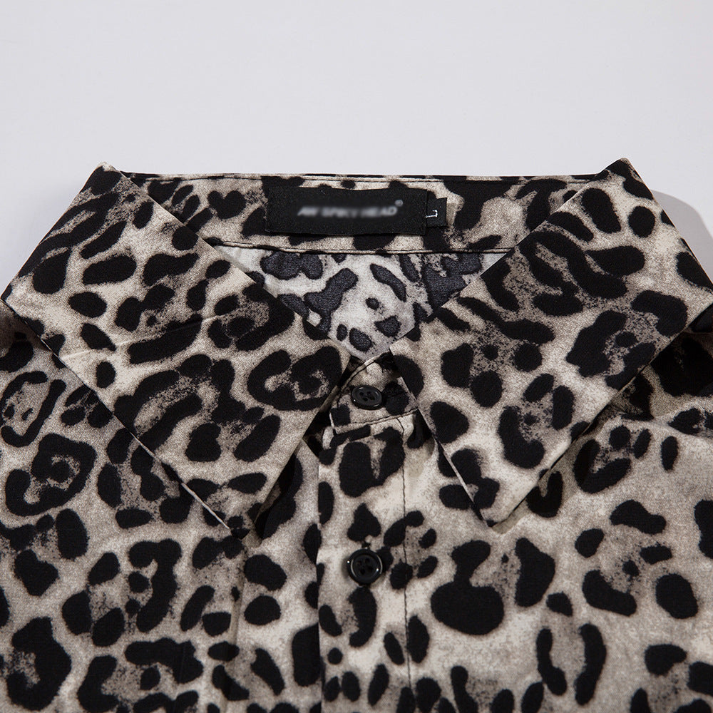 American Fashion Vintage Leopard Print Shirt Men