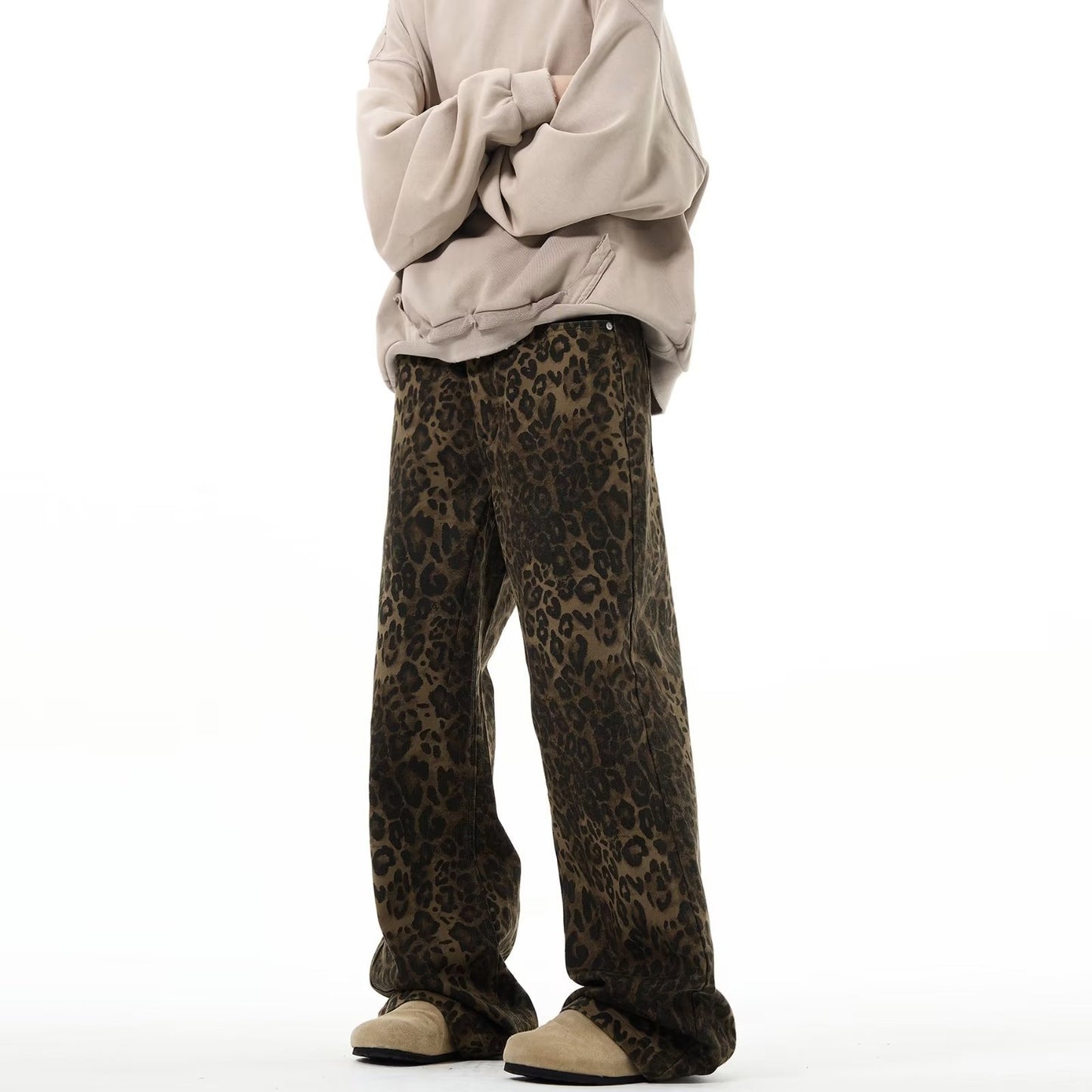 Men's Fashion Loose Retro Leopard Jeans