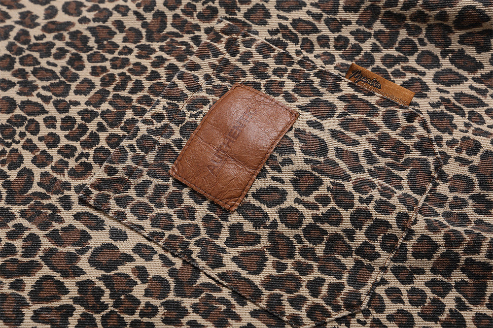 Leopard Print Cargo Shorts Men's Casual