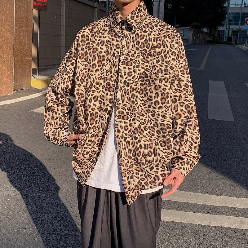 Leopard Print Retro Couple Loose Lapel Shirt Jacket