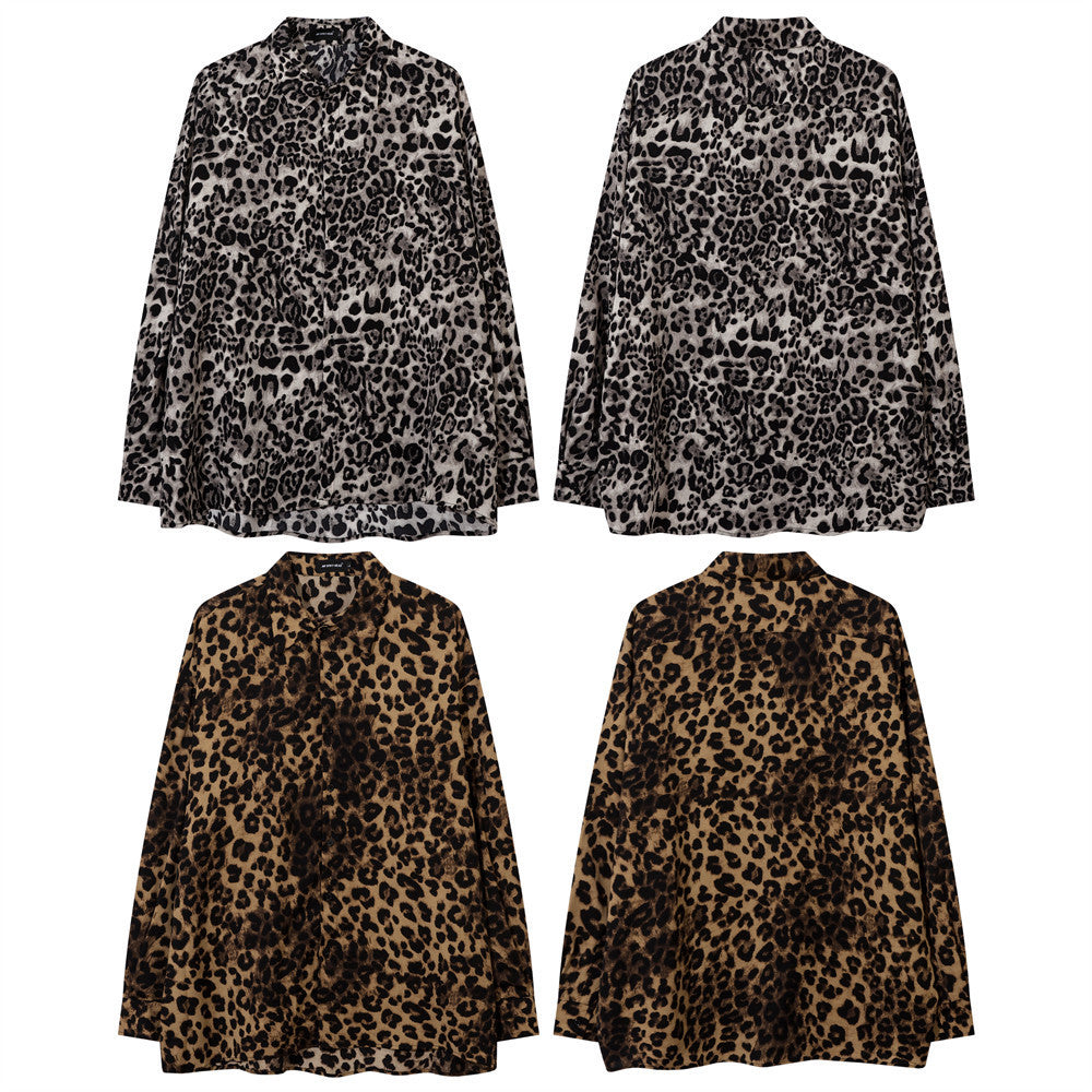 American Fashion Vintage Leopard Print Shirt Men