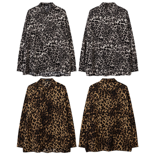 American Fashion Vintage Leopard Print Shirt Men