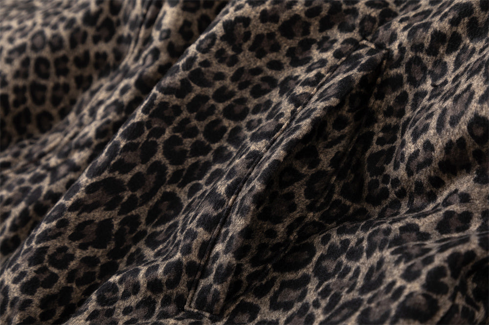 European And American Style Fleece-lined Thickened Leopard Print Jacket Men