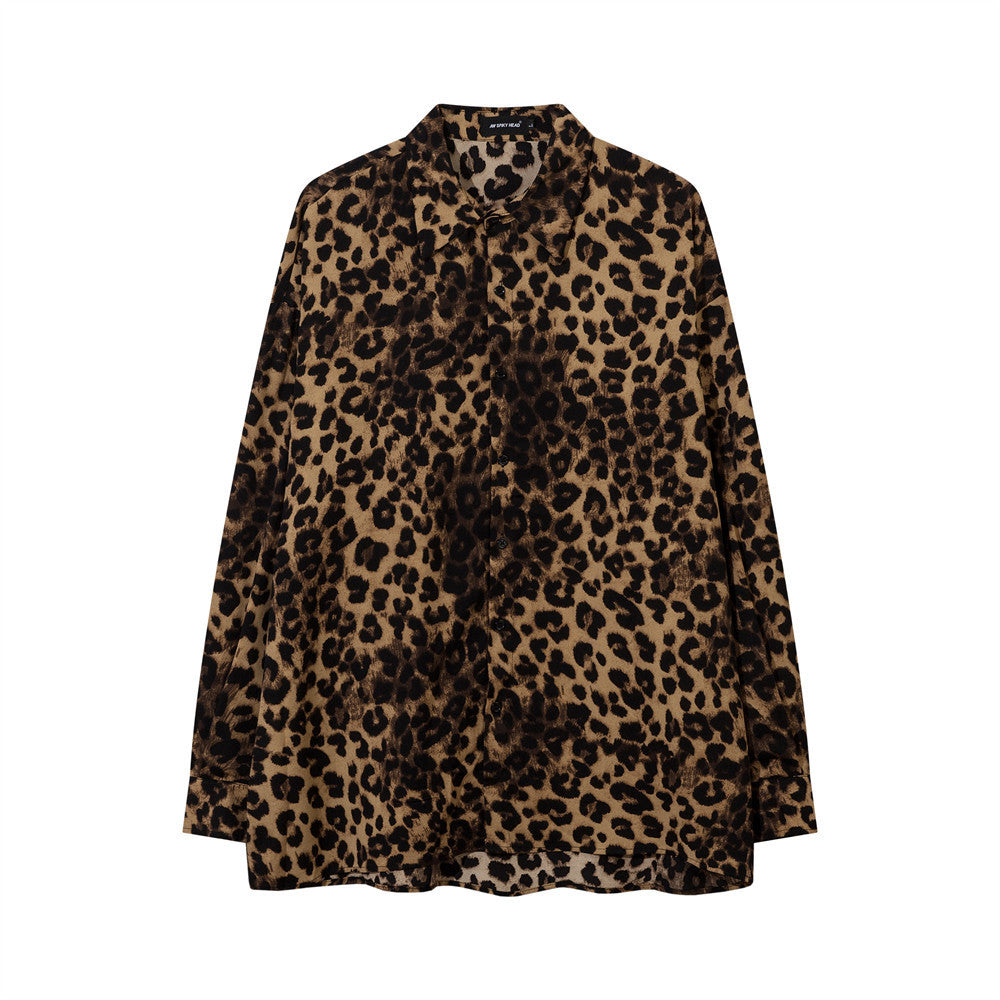 American Fashion Vintage Leopard Print Shirt Men