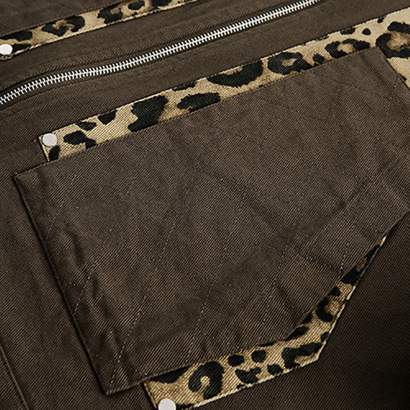 Leopard Print Tooling Denim Clip For Men And Women
