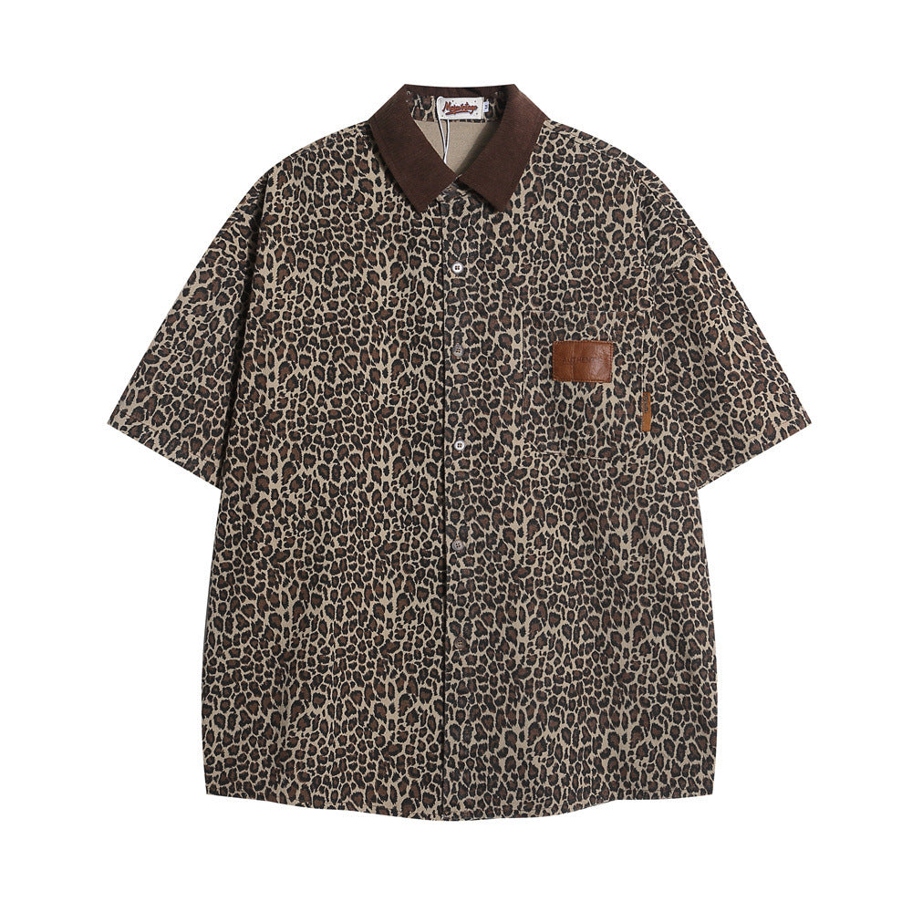 Leopard Print Cargo Shorts Men's Casual