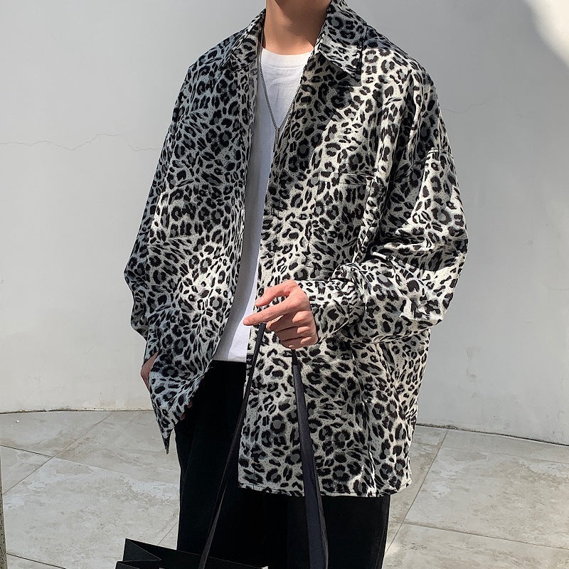 Leopard Print Retro Couple Loose Lapel Shirt Jacket
