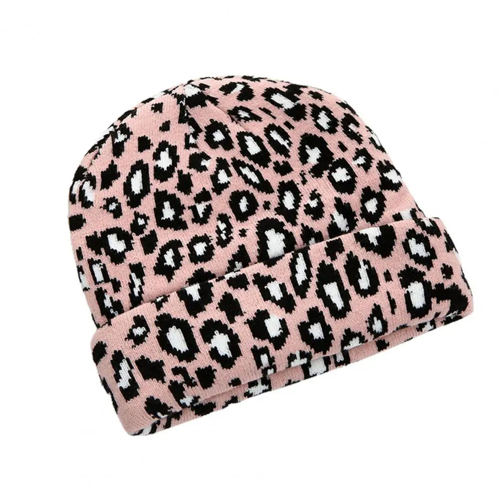 2024 New Beanies for Women Men Fashion Adult Cap Leopard Dome Warm Thick Stretchy Knitted Hat Winter