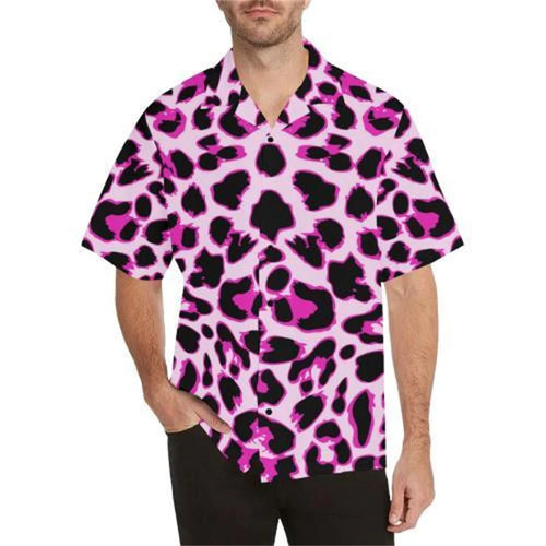 Men Street Fashion Summer Daily Shirt Hawaiian Leopard Print Harajuku