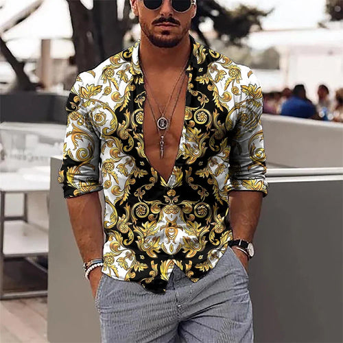 Hot selling fashion leopard print men's shirt top sapphire purple gray