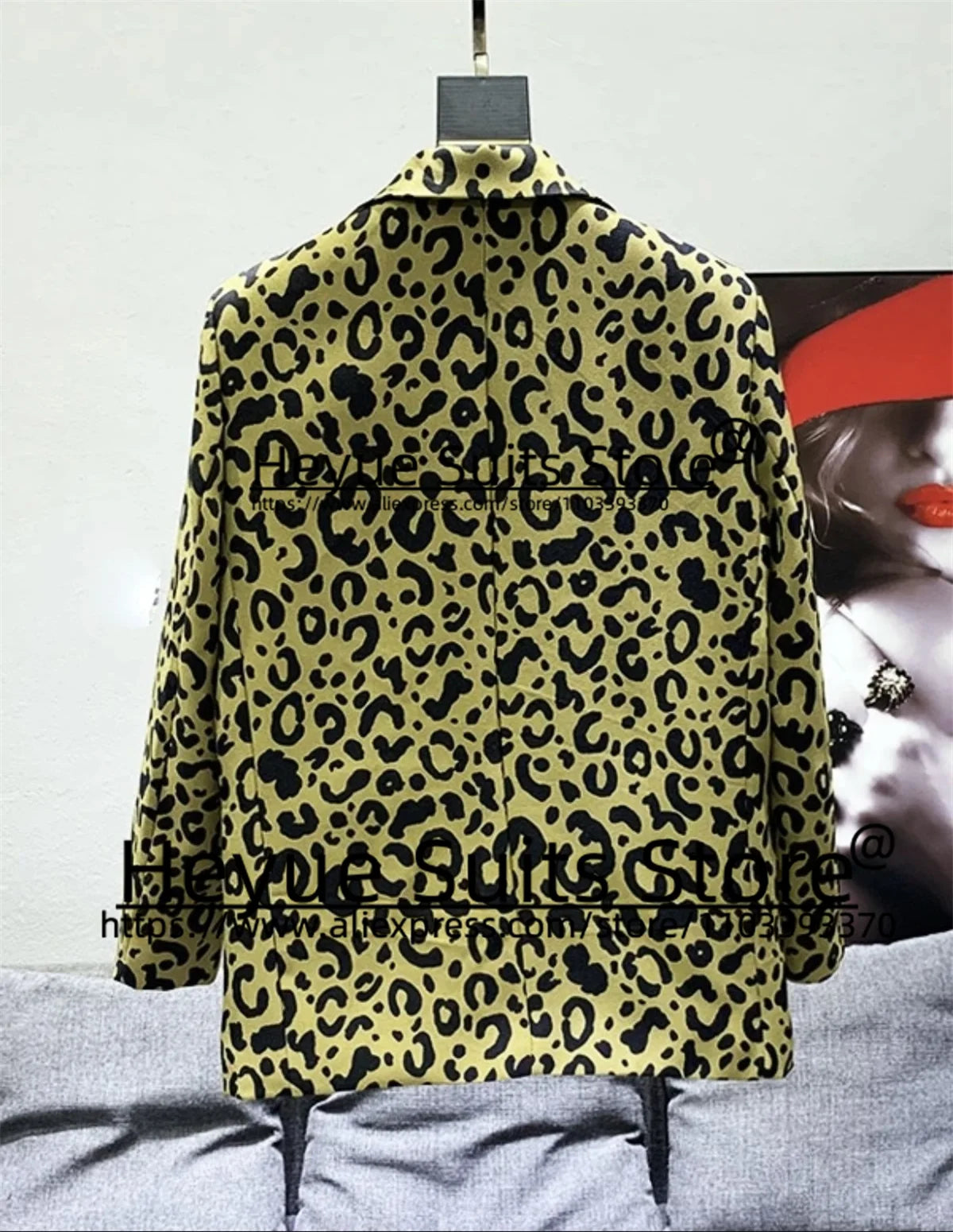 Yellow Leopard print Fashion Men Suits Slim Fit Notched Lapel Groom Party Tuxedos 2Pieces Sets Casual Male Blazers Costume Homme