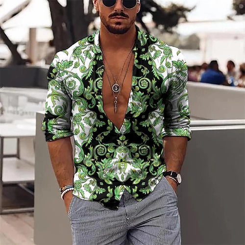 Hot selling fashion leopard print men's shirt top sapphire purple gray