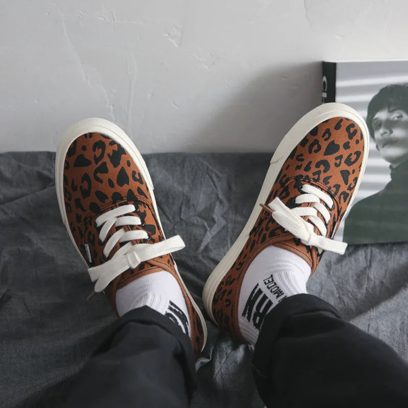 Leopard Shoes Canvas Shoes Men Fashion Mens Sneakers Casual Breathable