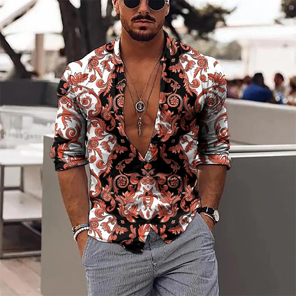 Hot selling fashion leopard print men's shirt top sapphire purple gray