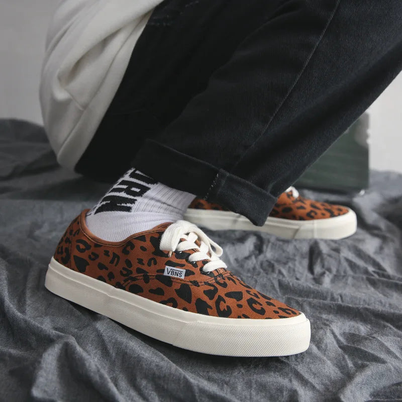 Leopard Shoes Canvas Shoes Men Fashion Mens Sneakers Casual Breathable