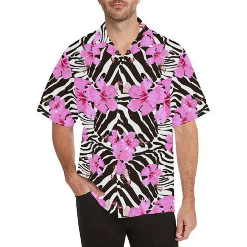 Men Street Fashion Summer Daily Shirt Hawaiian Leopard Print Harajuku