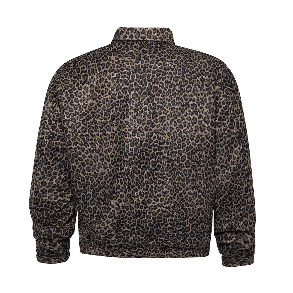European And American Style Fleece-lined Thickened Leopard Print Jacket Men