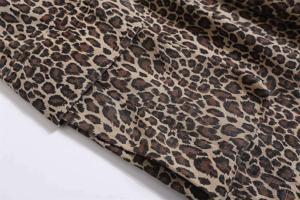 Leopard Print Cargo Shorts Men's Casual