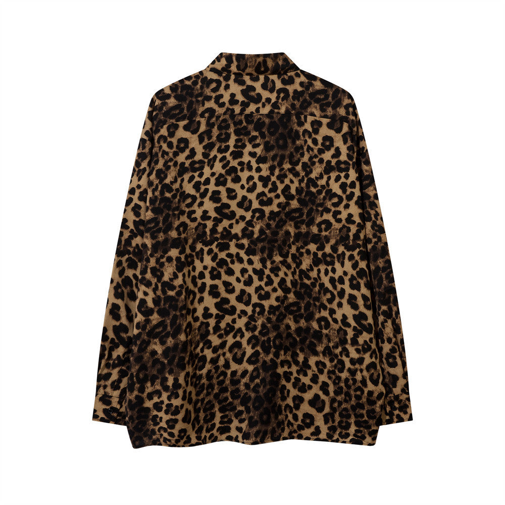 American Fashion Vintage Leopard Print Shirt Men