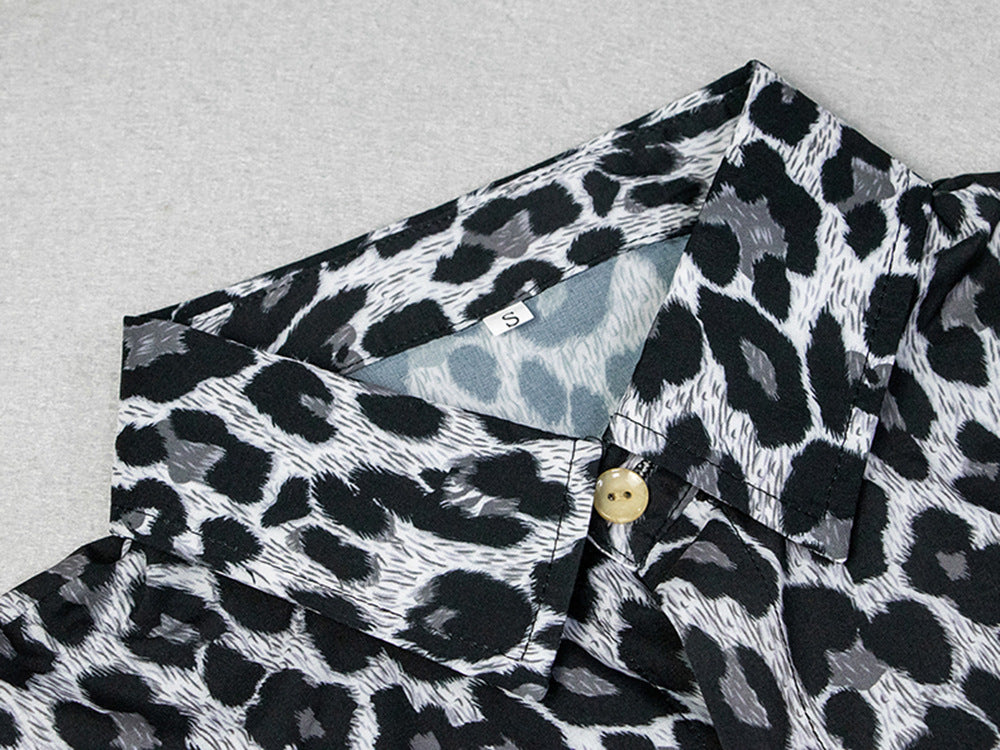 Men's Leopard Print Long Sleeve Shirt