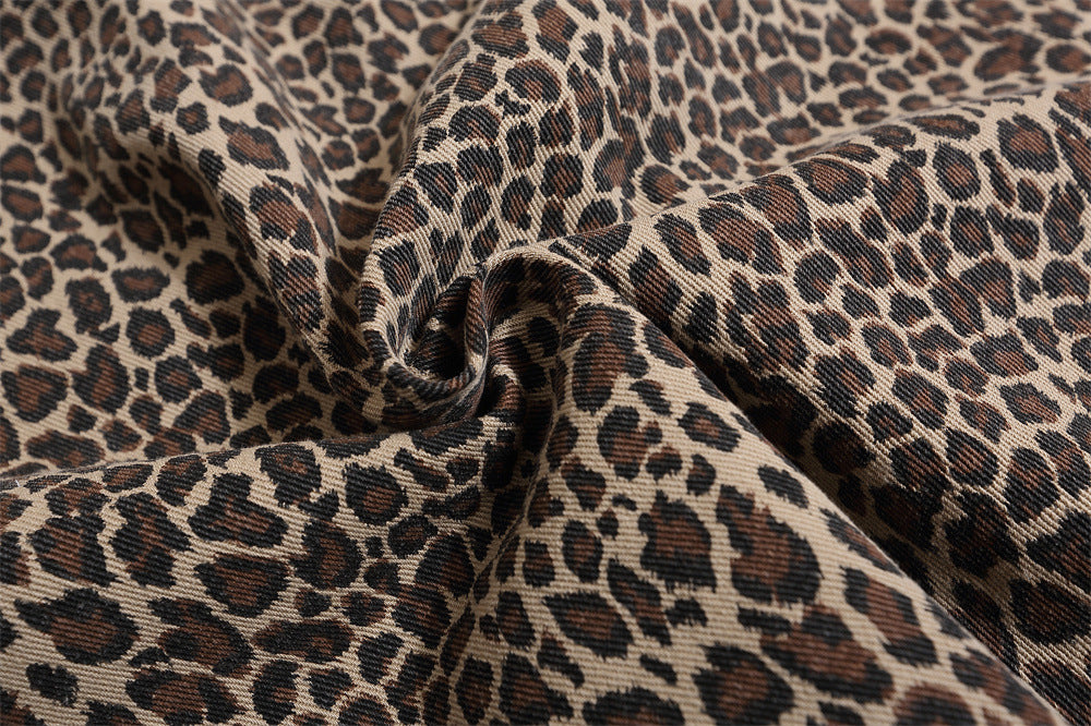 Leopard Print Cargo Shorts Men's Casual