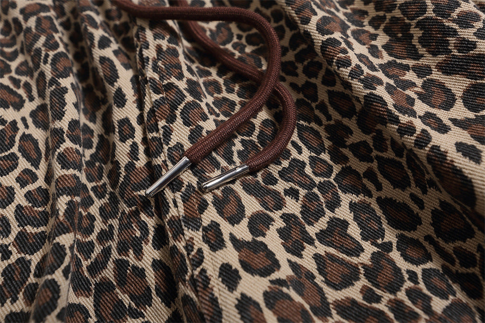 Leopard Print Cargo Shorts Men's Casual