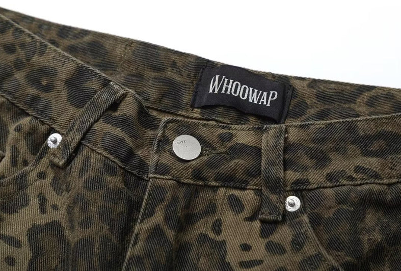 Vintage Leopard Print Jeans All-match Men