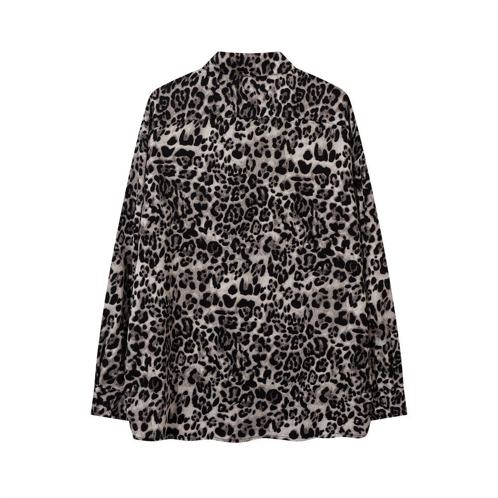 American Fashion Vintage Leopard Print Shirt Men