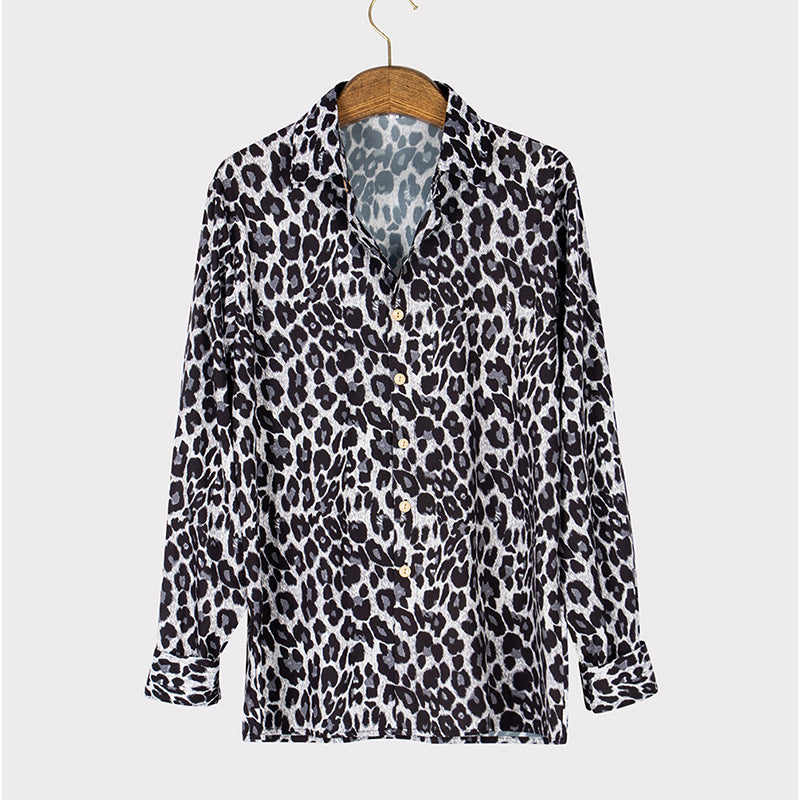 Men's Leopard Print Long Sleeve Shirt