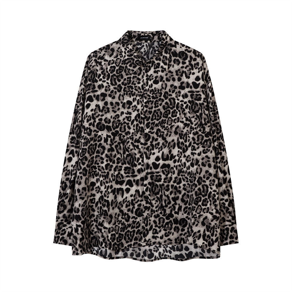 American Fashion Vintage Leopard Print Shirt Men